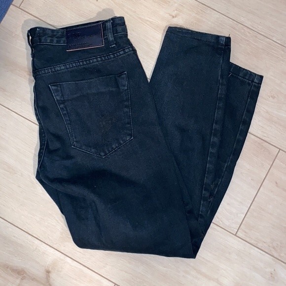 One x One Teaspoon Jeans Black Distressed Skinny Denim Women’s Size 27 Zipper - Picture 1 of 9